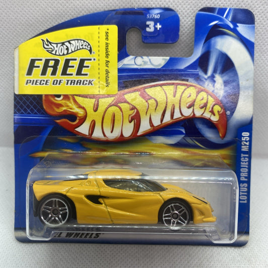 Yellow die-cast sports car in clear blister pack with blue Hot Wheels card