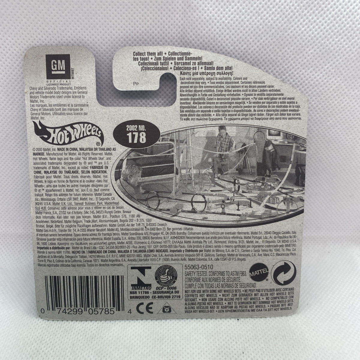 Hot Wheels die-cast pickup card back with product info, 2002 No. 178