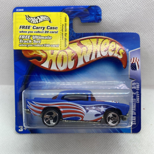 Hot Wheels 1957 Chevy die-cast car, short-card front with Hot Wheels logo
