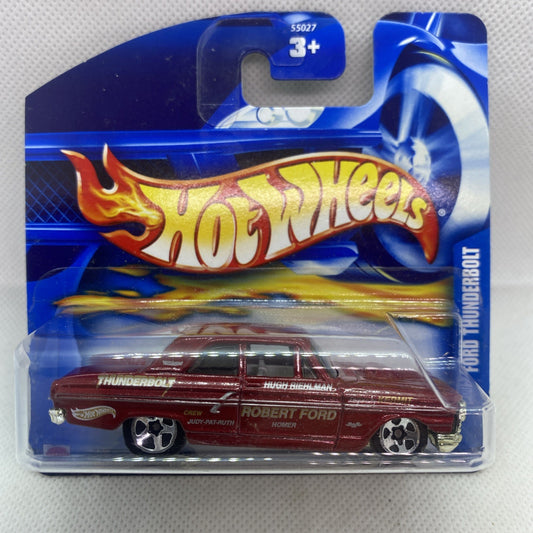 Hot Wheels die-cast car in blister pack, maroon Thunderbolt Ford #142