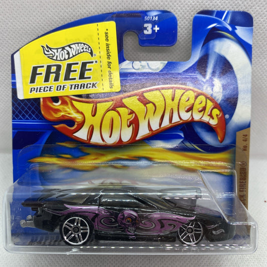 Hot Wheels Pro Stock Firebird die-cast car in blister pack, black with purple graphics and wheels