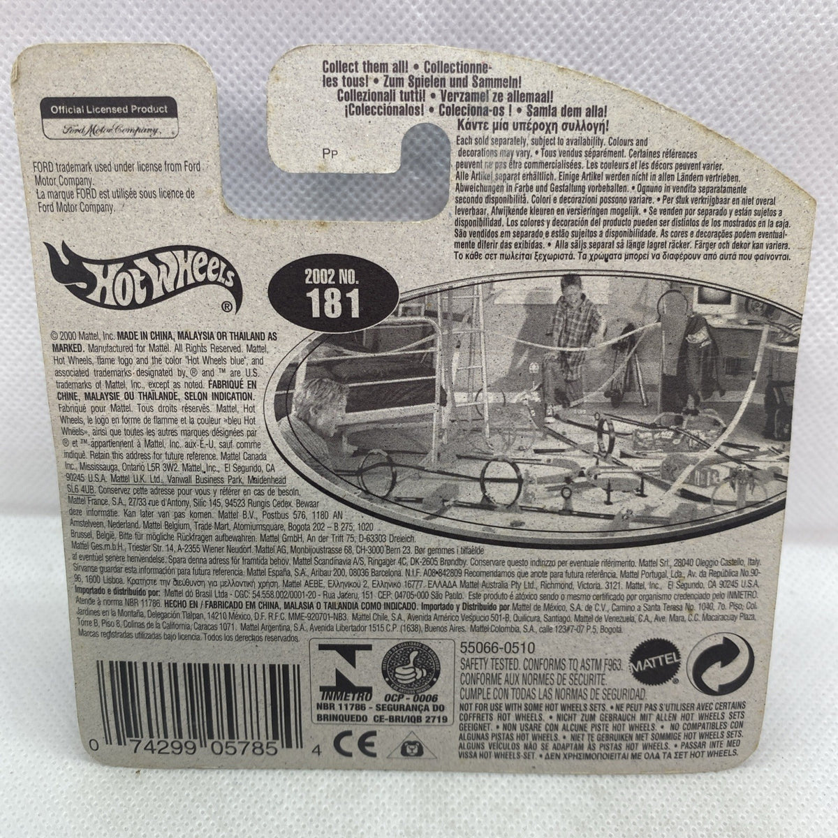 Hot Wheels collectible truck card back with product info and barcode in blister packaging
