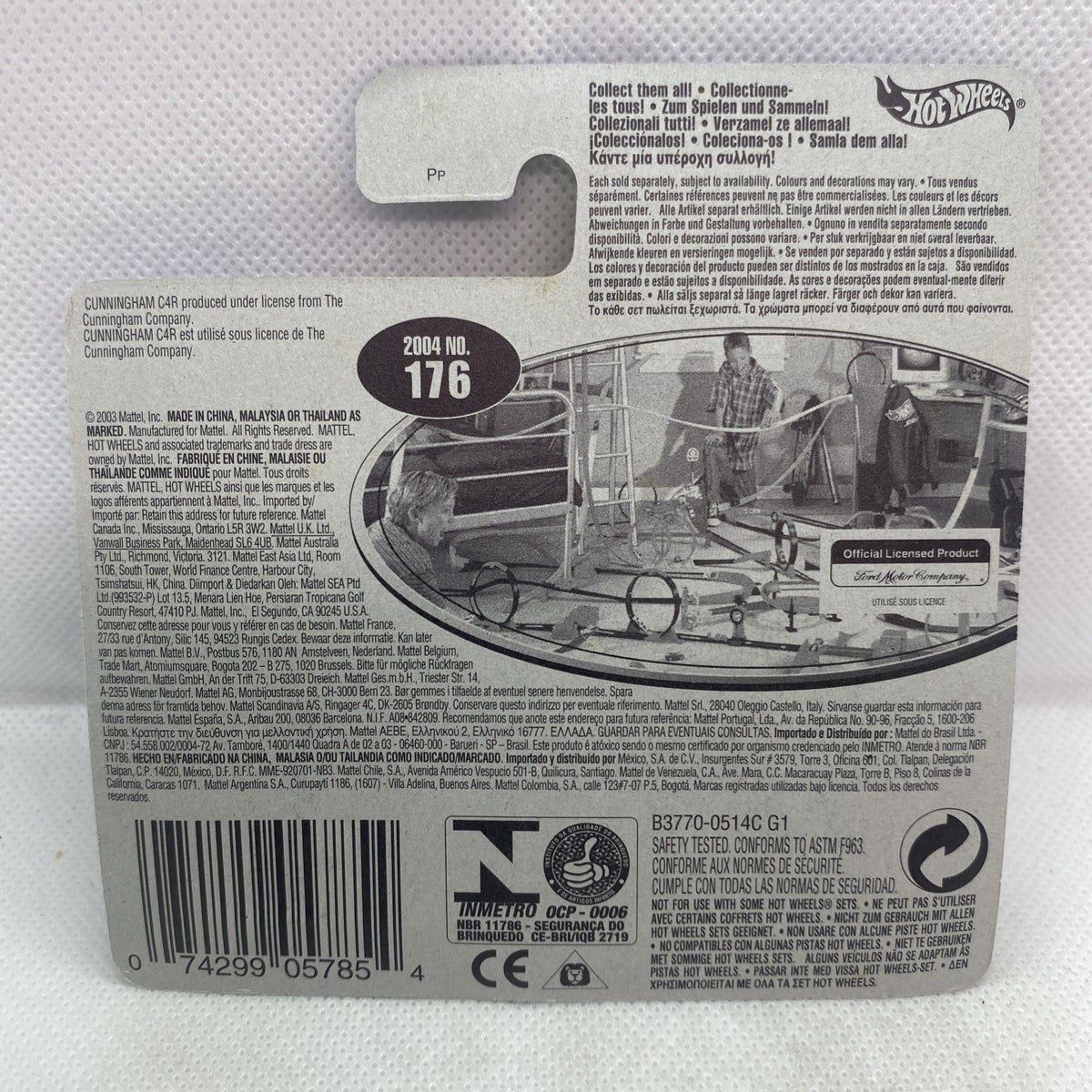 Back of Hot Wheels collectible card with barcode and 2004 No. 176 details