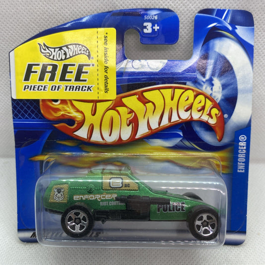 Hot Wheels Enforcer die-cast police car in short card blister, sealed in packaging