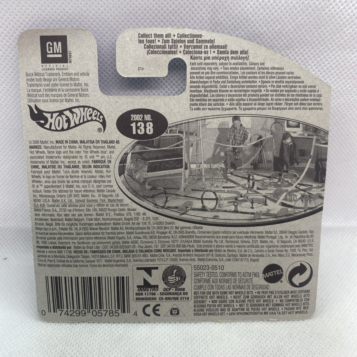Hot Wheels blister card back with Buick Wildcat artwork and product information