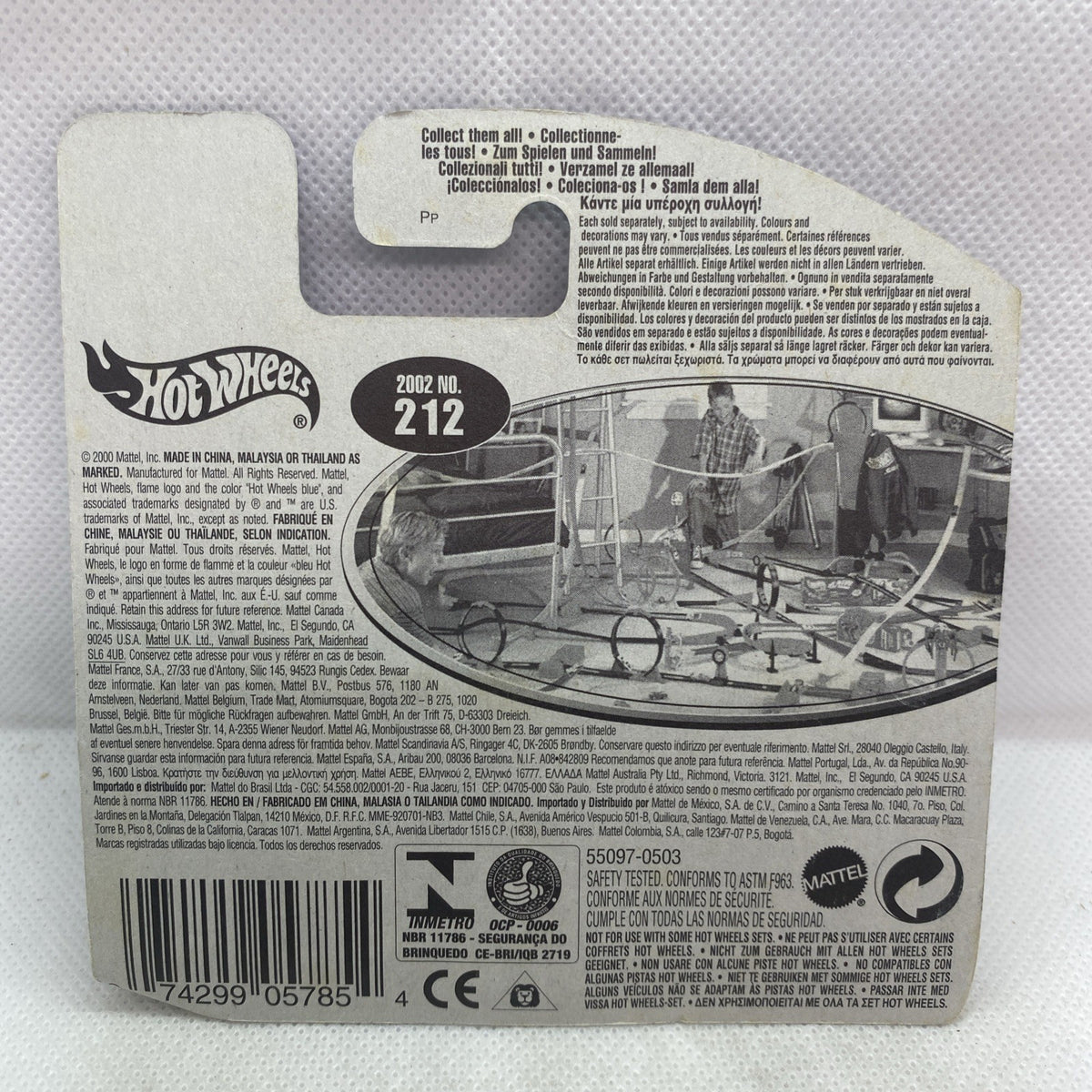 Hot Wheels card back with number 212 and collector information on packaging