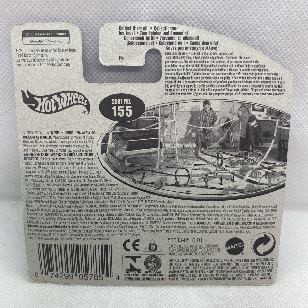 Back of Hot Wheels card with printed product details and barcode