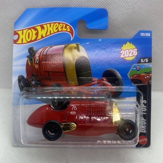 Hot Wheels red drop-top die-cast car in clear blister packaging