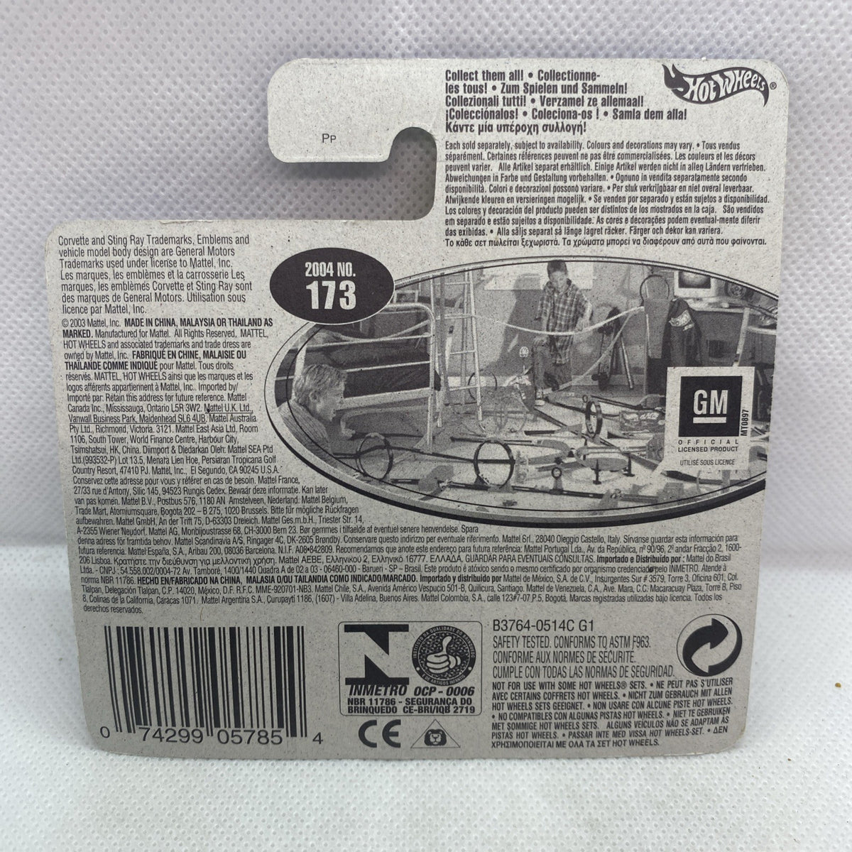 Hot Wheels Corvette Sting Ray 2004 #173 sealed card back with printed specs