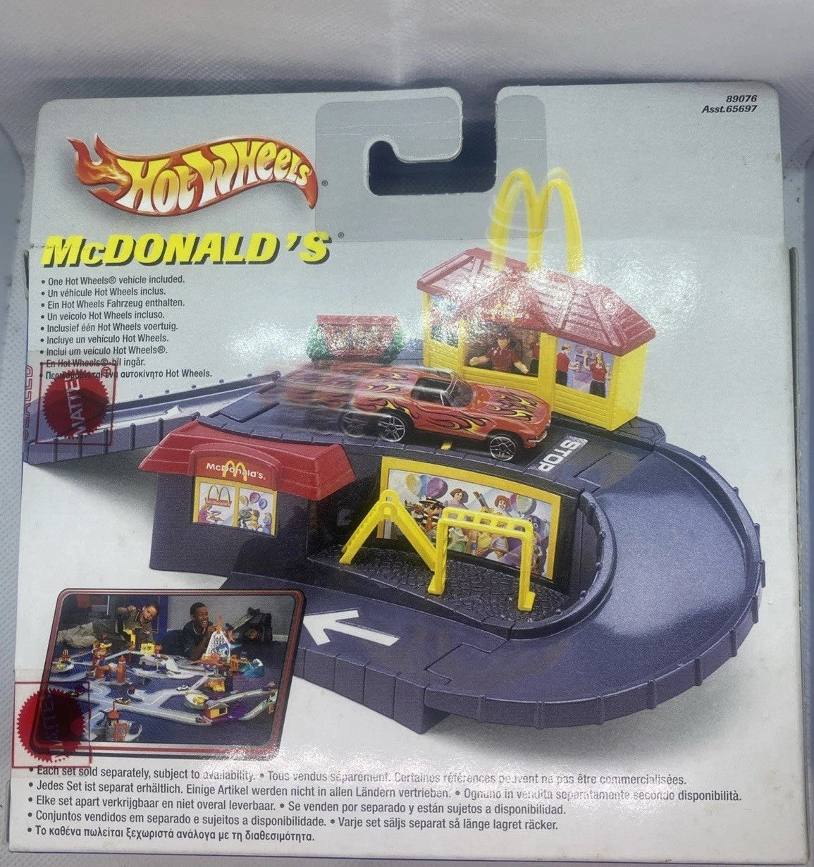 Hot Wheels McDonald's track playset package with gray track and red car