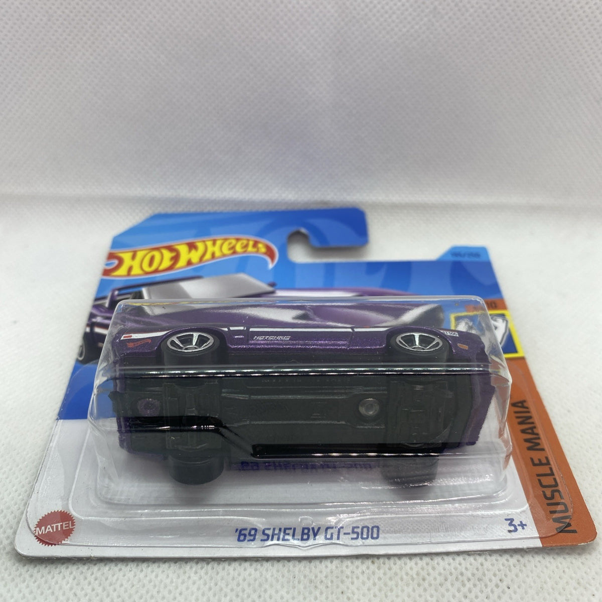 Hot Wheels "69 Shelby GT-500" purple die-cast car in blister, Muscle Mania 3+