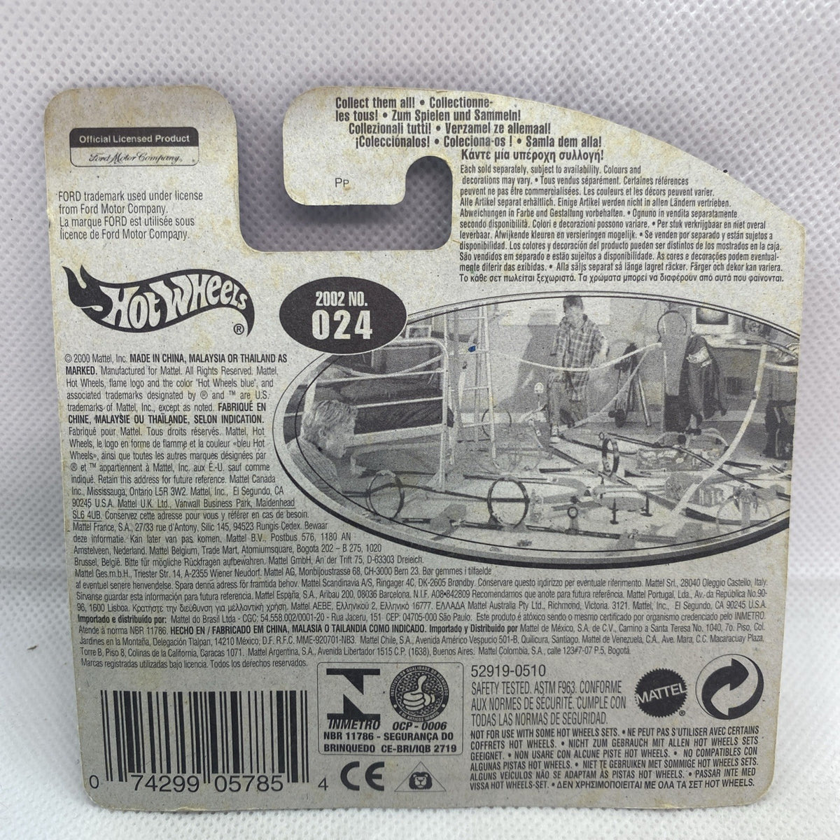 Hot Wheels 2002 No. 024 collectible card back with barcode and vehicle info