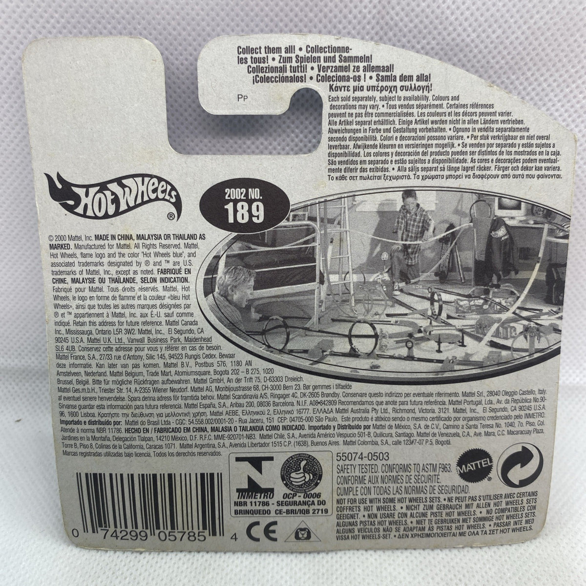 Hot Wheels back card packaging with vehicle details and 2002 #189 info