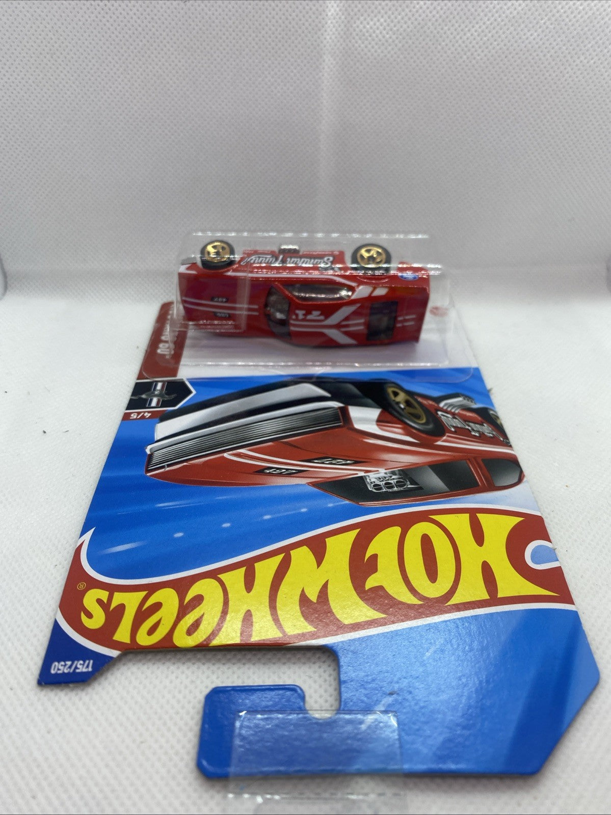 Hot Wheels '71 Mustang Funny Car toy in sealed blister with side view packaging