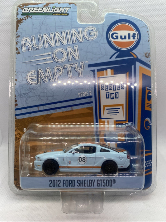 GreenLight Running On Empty die-cast car blister pack with white 2012 Ford Shelby GT500