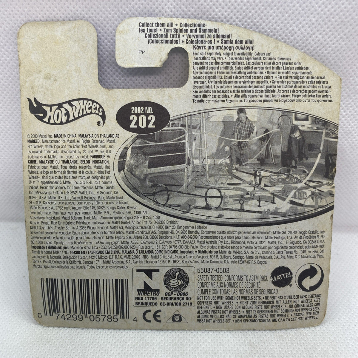 Hot Wheels 2002 No. 202 card back with vehicle info, sealed blister packaging