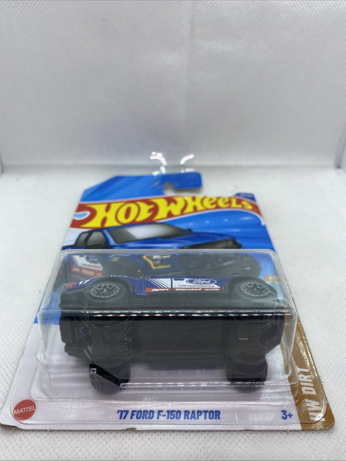 Hot Wheels '17 Ford F-150 Raptor HW Dirt sealed blister showing blue truck