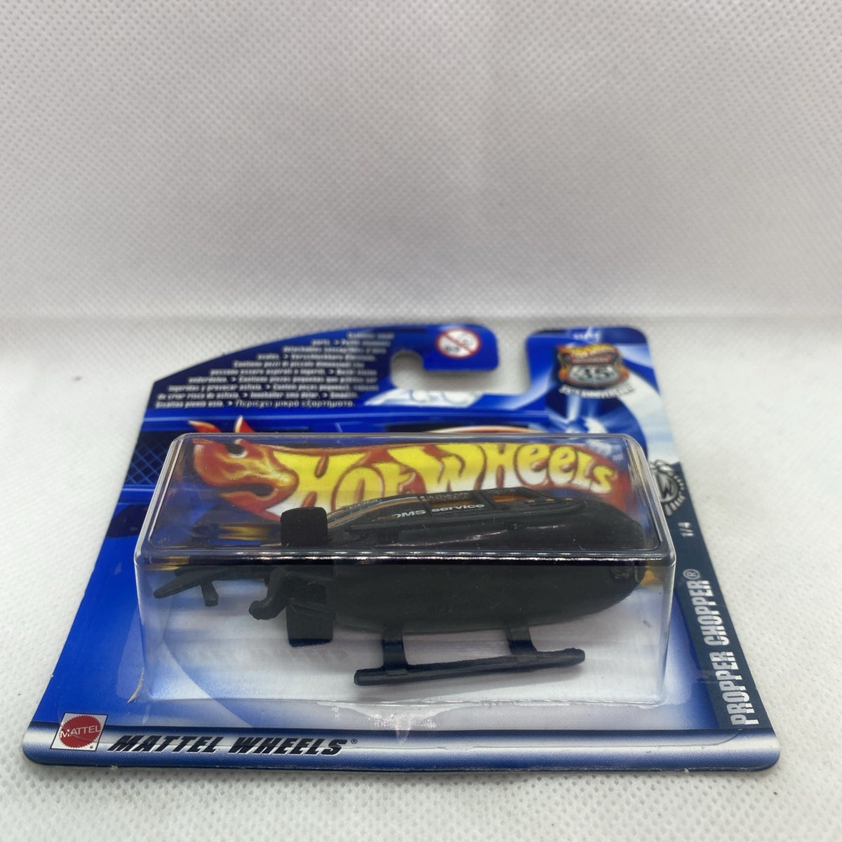 Hot Wheels Propper Chopper die-cast helicopter in blister card, tail and skids visible
