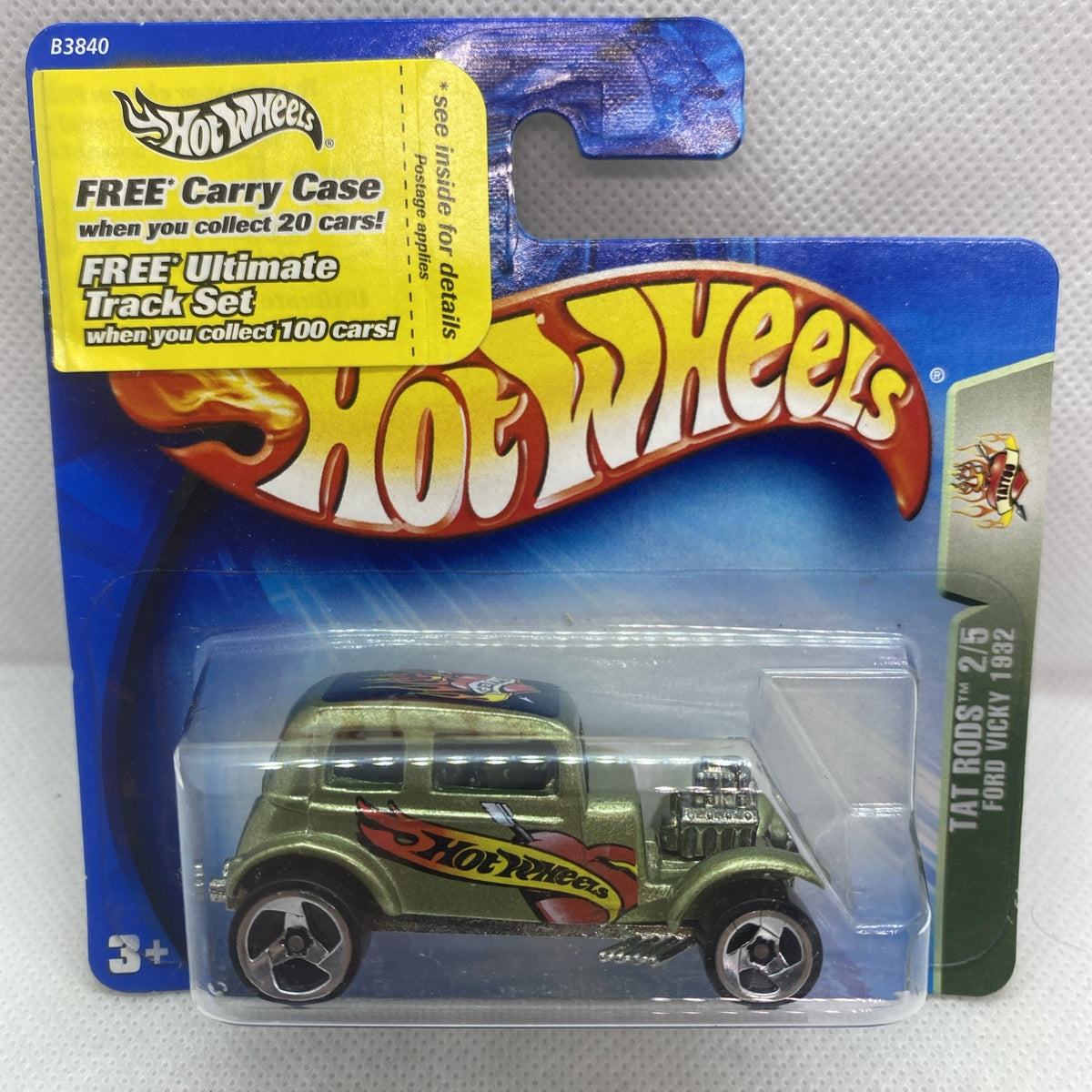Hot Wheels die-cast green Ford Vicky 1932 car in sealed blister pack, card front view
