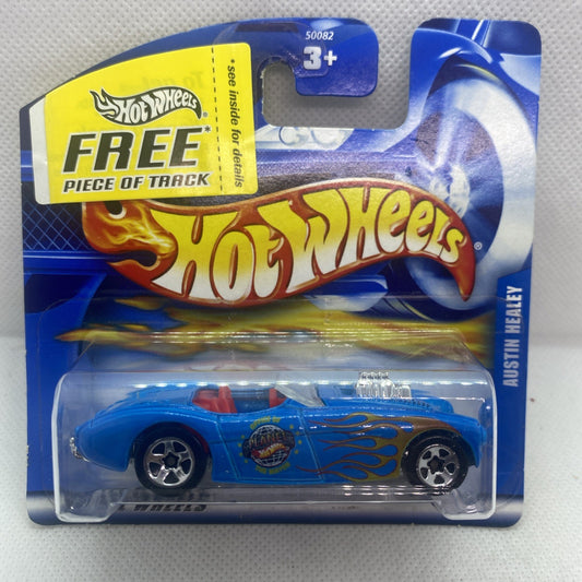 Hot Wheels Austin-Healey 2001 #197 blue die-cast car in sealed blister pack