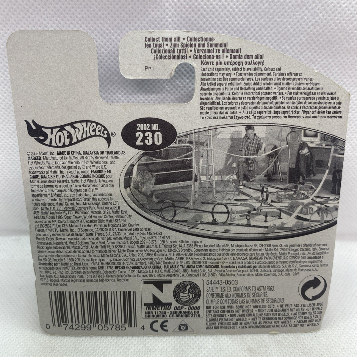 Hot Wheels 2002 No. 230 card back with vehicle image and specifications