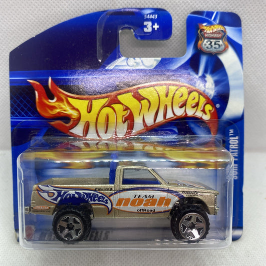 Hot Wheels Team Noah off-road die-cast truck in clear blister pack, blue card