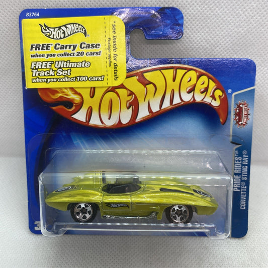 Hot Wheels lime green Corvette Sting Ray die-cast in sealed blue blister card