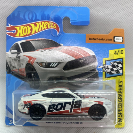 Hot Wheels Speed Graphics die-cast car in blister pack, white with red striping and black wheels