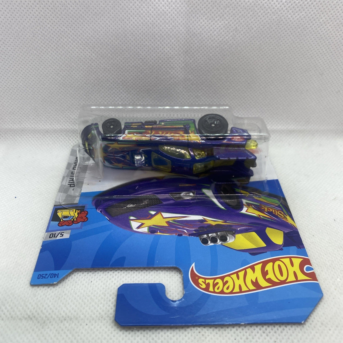 Hot Wheels NHRA Funny Car die-cast viewed from above in clear blister pack