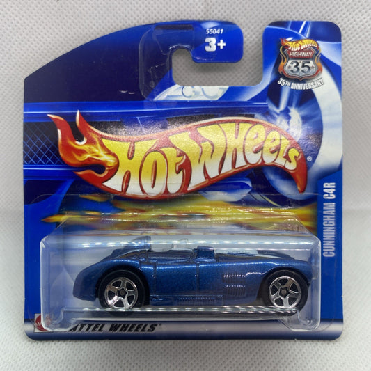 Hot Wheels die-cast Cunningham C4R 2002 in sealed short card package