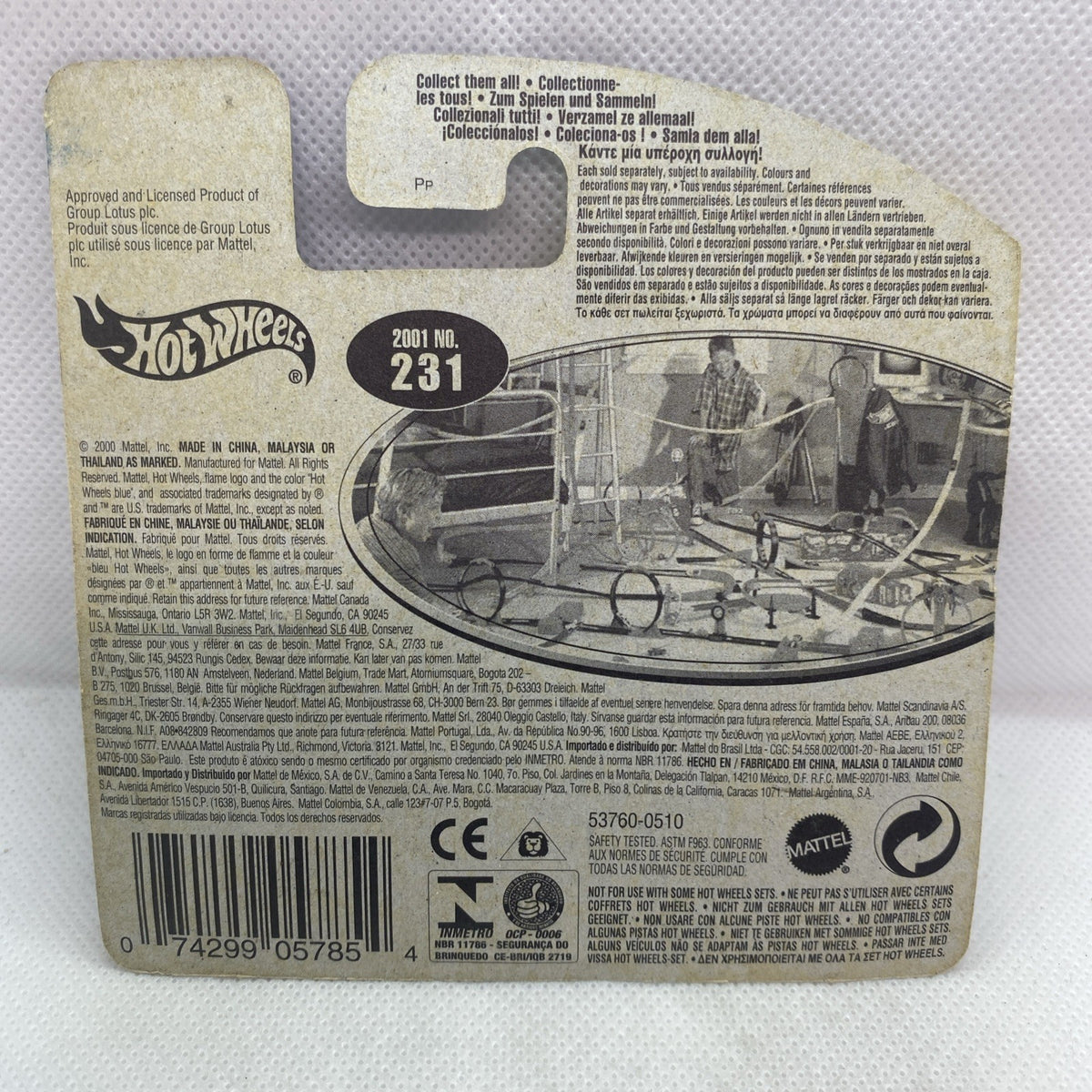 Back of Hot Wheels blister card with product info and barcode