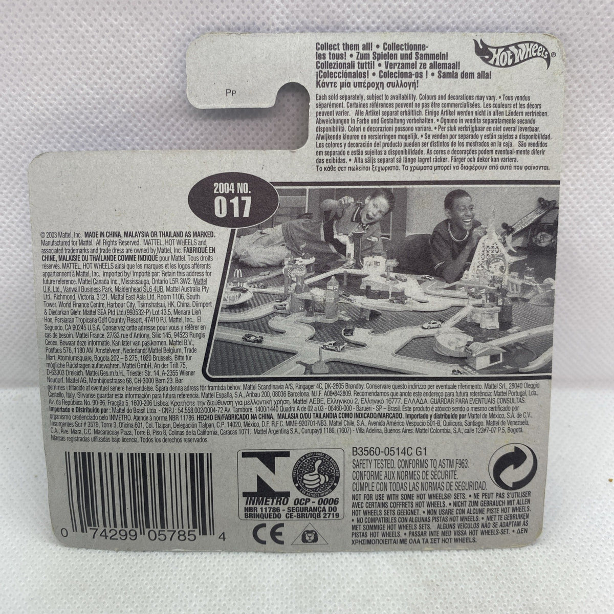 Hot Wheels short card back with model number 2004 No. 017 and printed vehicle info