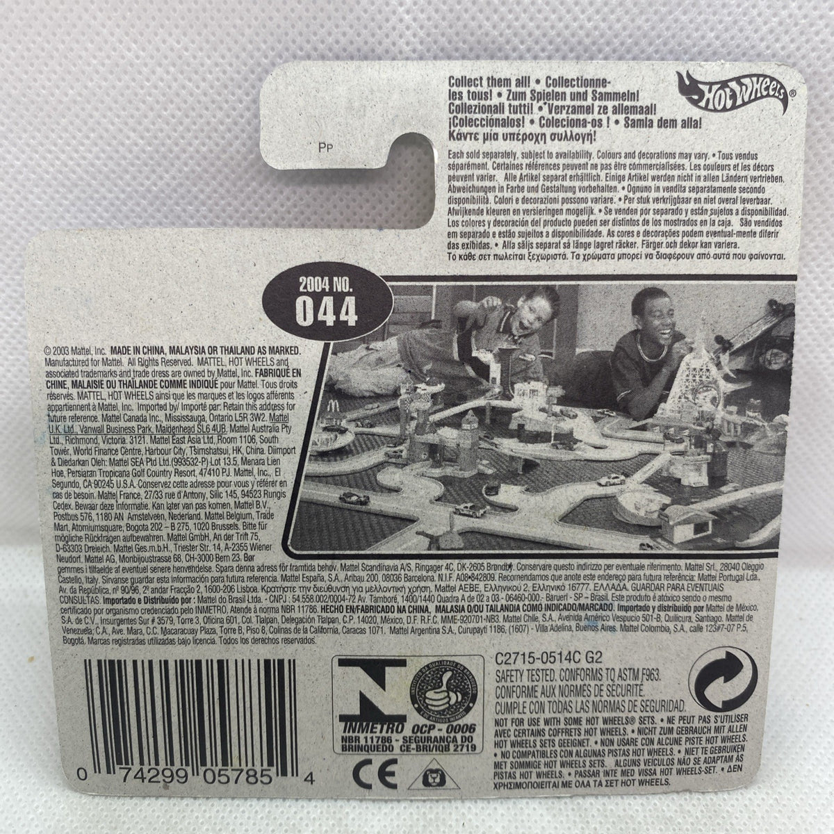 Hot Wheels 2004 No. 044 blister back card with printed collection details