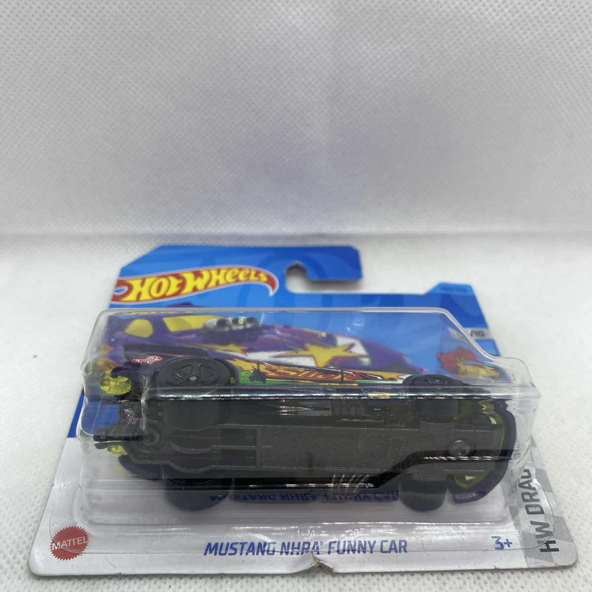 Hot Wheels Mustang NHRA Funny Car die-cast in clear blister on blue Hot Wheels card