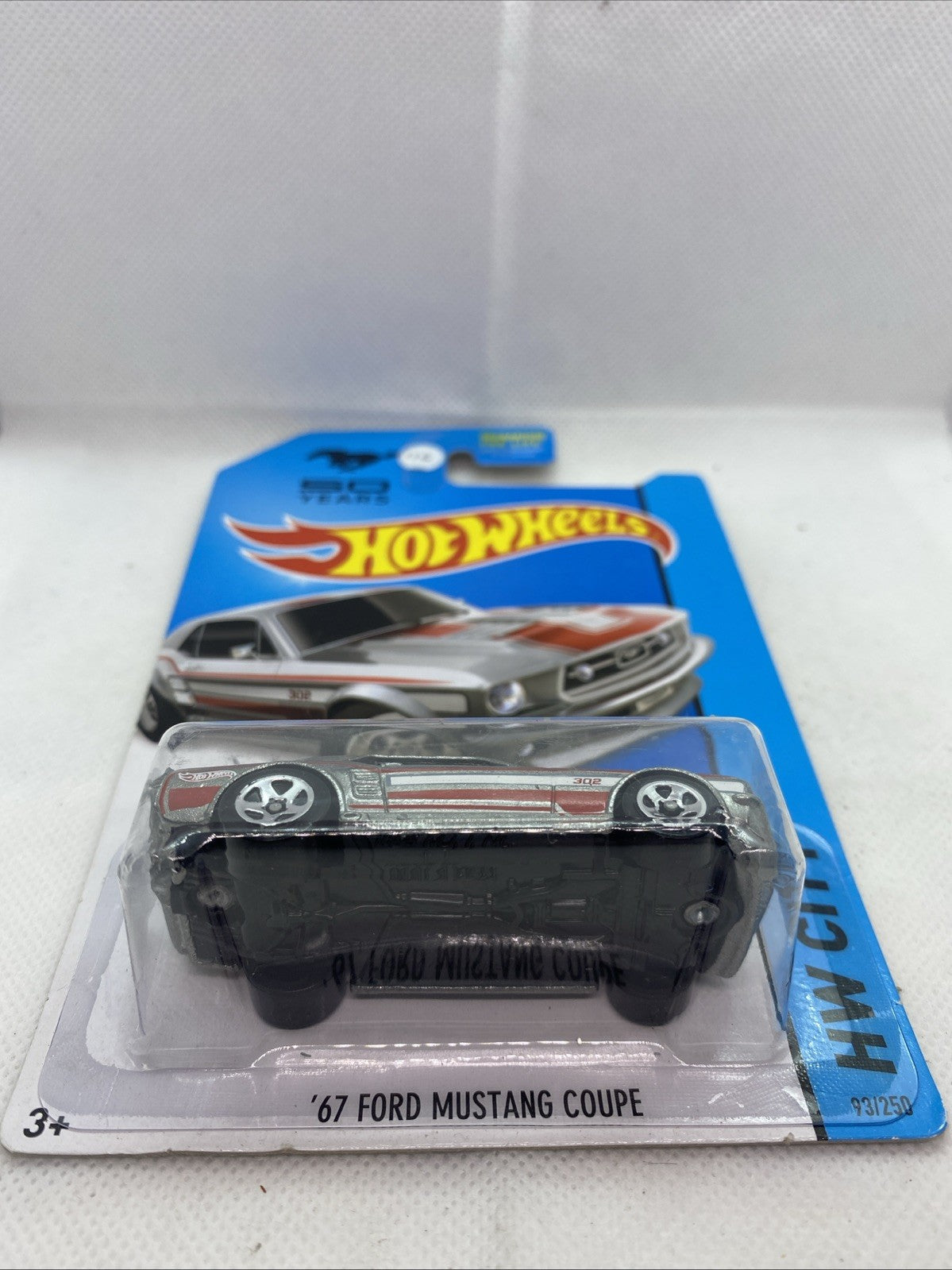 Hot Wheels 1967 Ford Mustang Coupe ZAMAC die-cast in blister on blue card