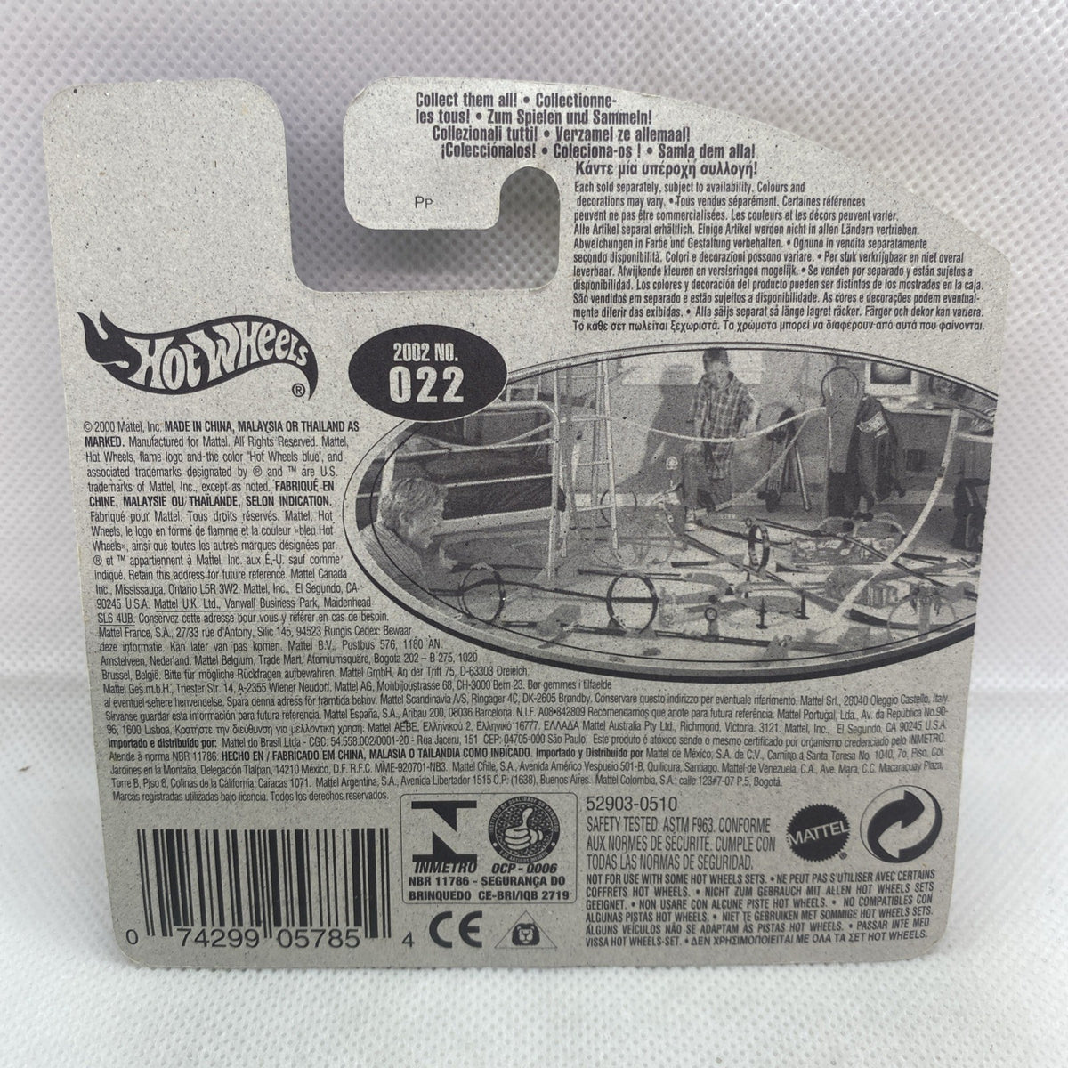 Hot Wheels 2002 No.022 short card back with printed specs and barcode, sealed