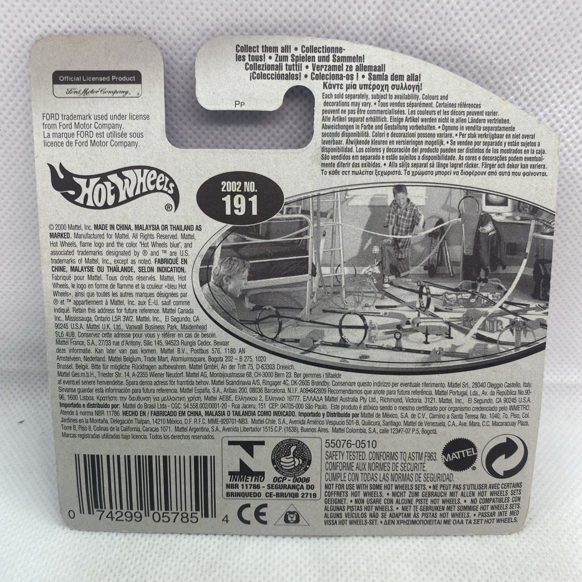 Hot Wheels collectible truck card back with printed details, 2002 191, and barcode