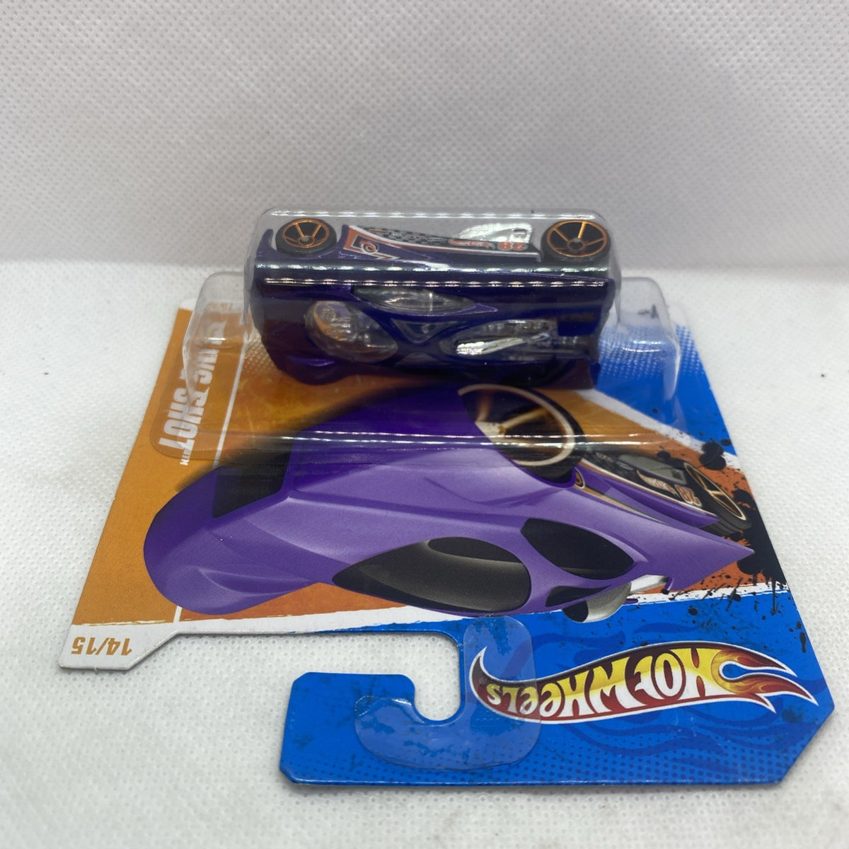 Purple blister card with Hot Wheels car, side view, Track Stars 14/15