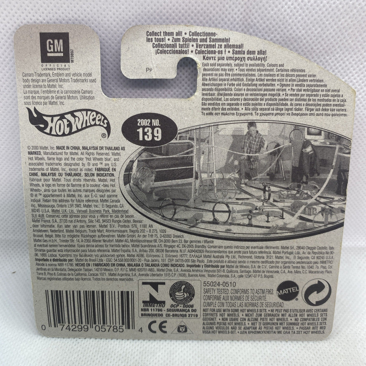 Hot Wheels short card back panel with barcode and product details, #139