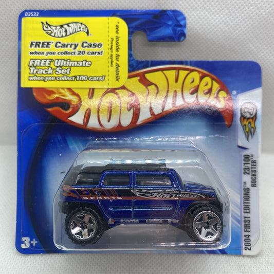 Hot Wheels Rockster die-cast toy car in blister on card, full body view