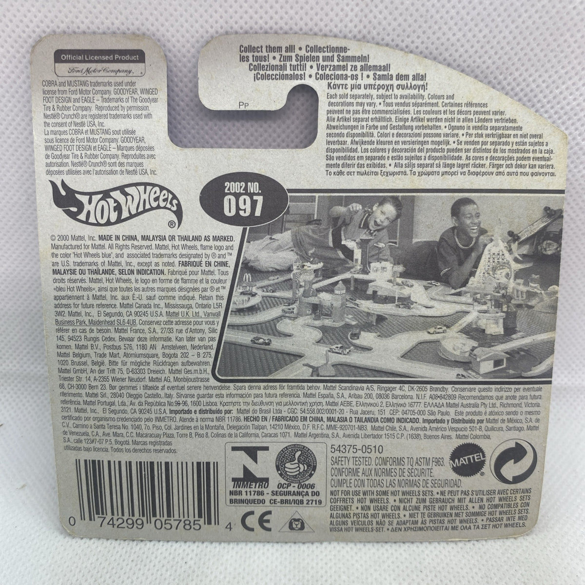 Hot Wheels blister back card with product info and 2002 #097 text