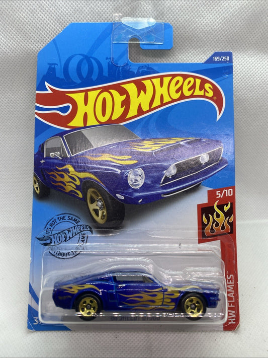Hot Wheels '68 Shelby GT500 die-cast car with HW Flames decals on card