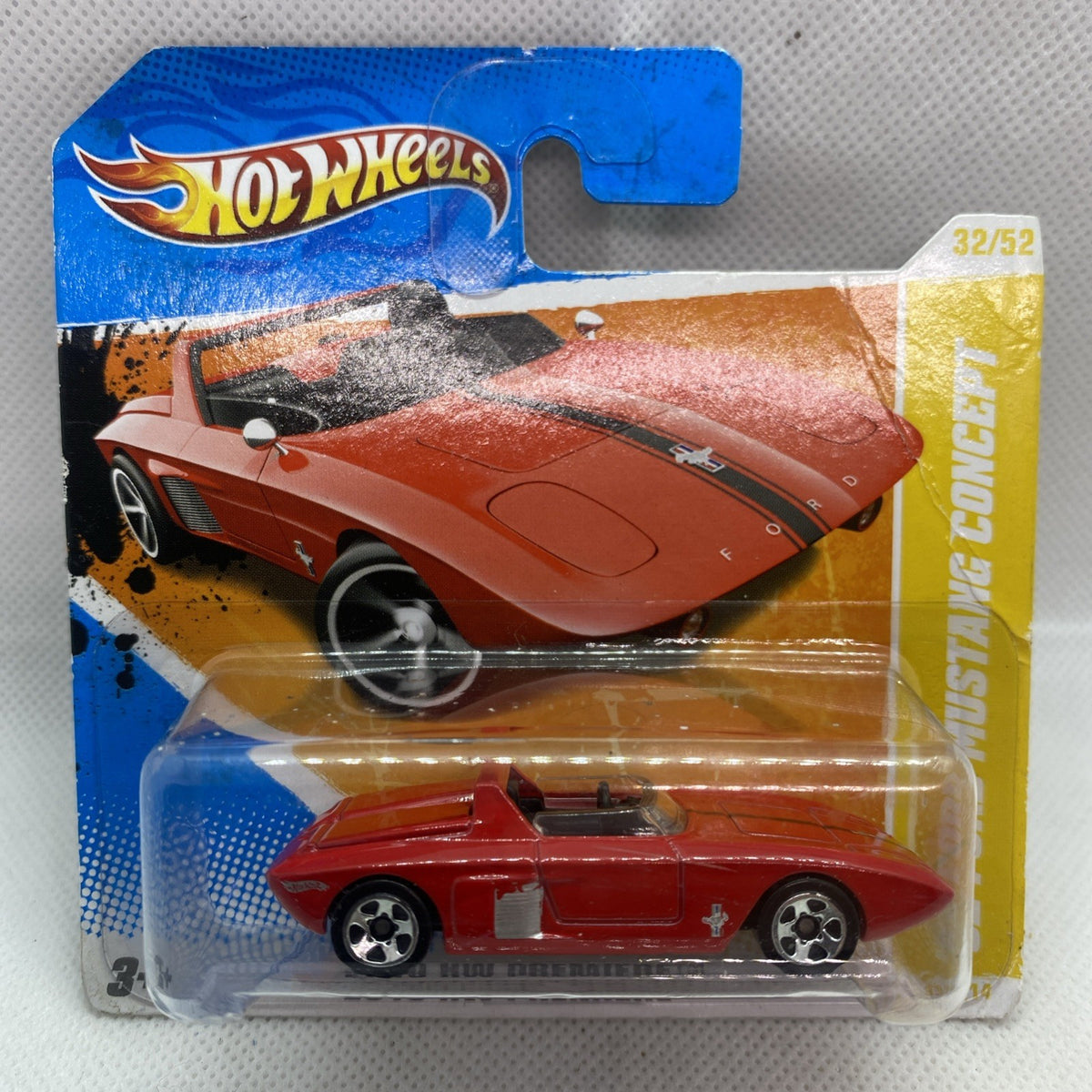 Hot Wheels 62 Ford Mustang Concept die-cast car, red in blister packaging
