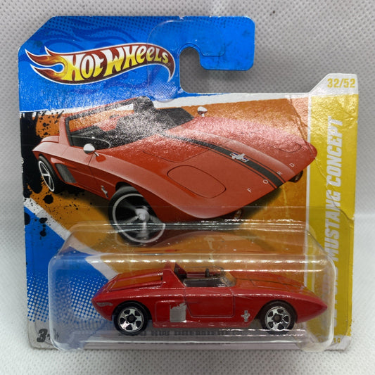 Hot Wheels 62 Ford Mustang Concept die-cast car, red in blister packaging