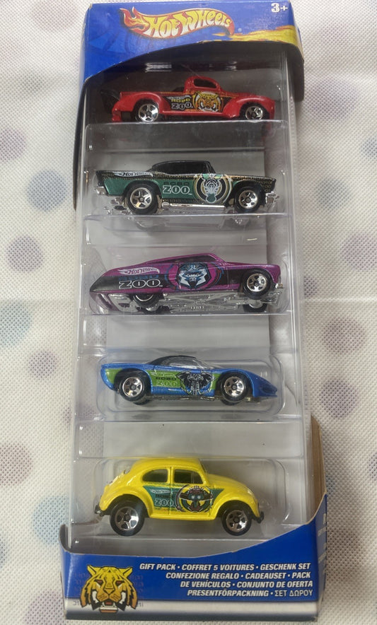 Diecast car 5-pack in clear blister with five colorful cars in retail box