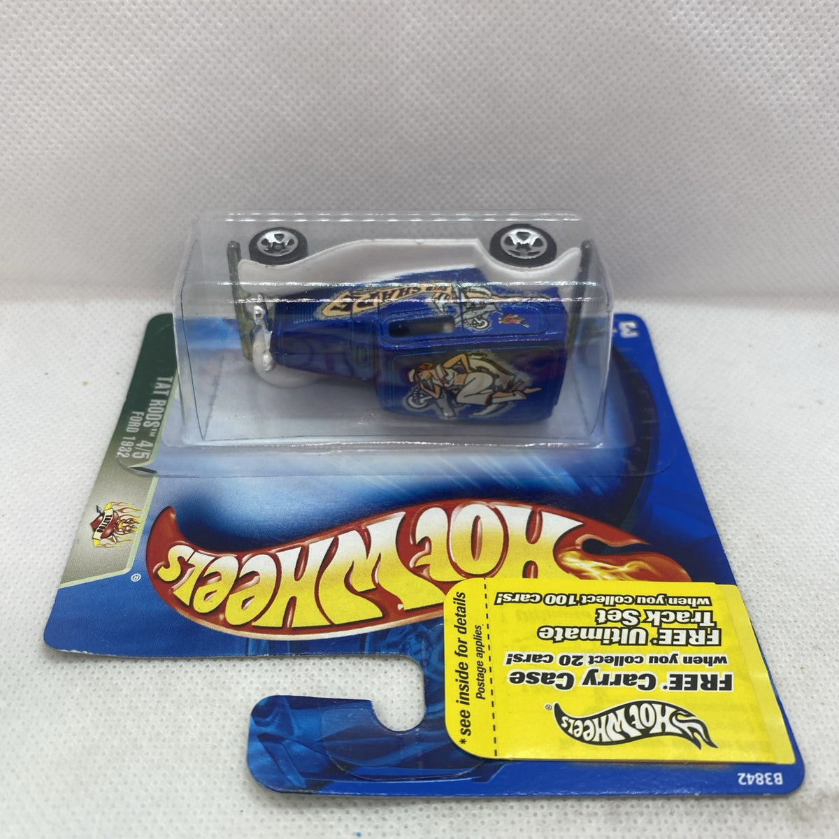 Hot Wheels 1932 Ford die-cast car in blue blister on short card packaging