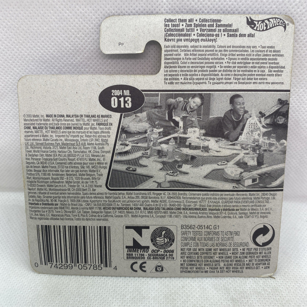 Hot Wheels card back with 2004 No. 013 label and barcode